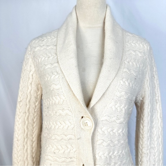 Jones New York Signature Cable Knit Cardigan Sweater Shawl Collar‎ Wool Blend XL - Picture 2 of 8